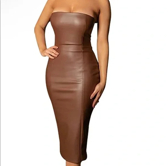 leather tube top dress Valentina Vegan Leather Tube Dress